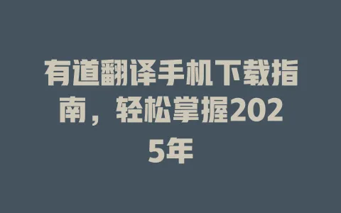 有道翻译手机下载指南，轻松掌握2025年 一