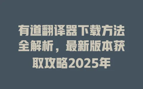 有道翻译器下载方法全解析，最新版本获取攻略2025年 一
