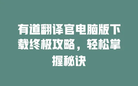 有道翻译官电脑版下载终极攻略，轻松掌握秘诀 一